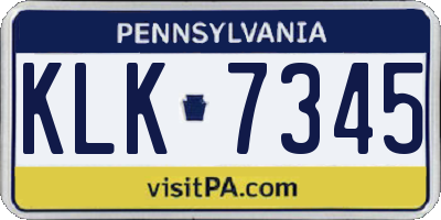 PA license plate KLK7345