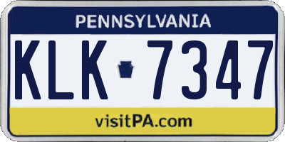 PA license plate KLK7347