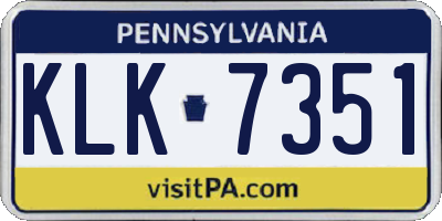 PA license plate KLK7351