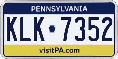 PA license plate KLK7352