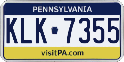 PA license plate KLK7355