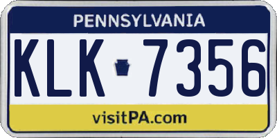 PA license plate KLK7356