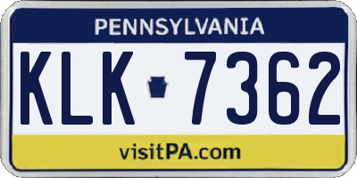 PA license plate KLK7362