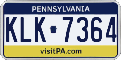 PA license plate KLK7364