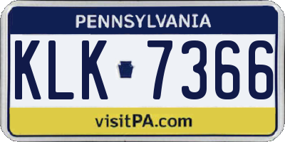PA license plate KLK7366