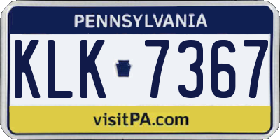 PA license plate KLK7367