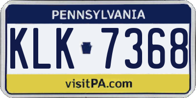 PA license plate KLK7368