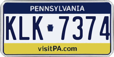 PA license plate KLK7374