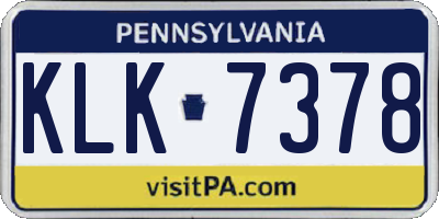 PA license plate KLK7378