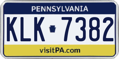 PA license plate KLK7382