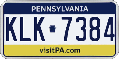 PA license plate KLK7384