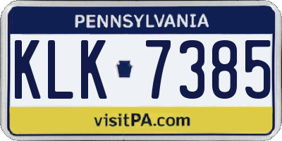 PA license plate KLK7385