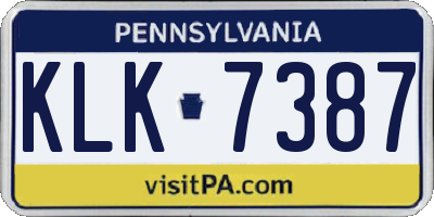 PA license plate KLK7387