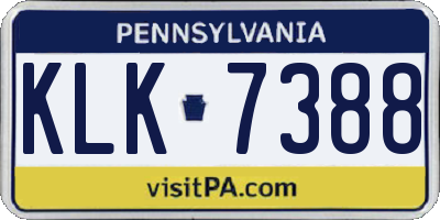 PA license plate KLK7388