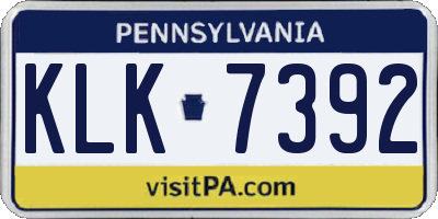 PA license plate KLK7392
