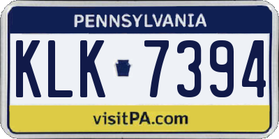 PA license plate KLK7394