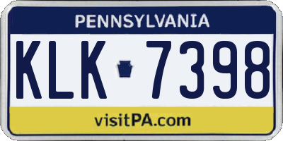PA license plate KLK7398