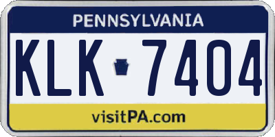PA license plate KLK7404