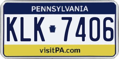 PA license plate KLK7406
