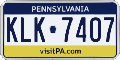 PA license plate KLK7407