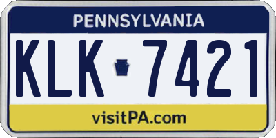 PA license plate KLK7421