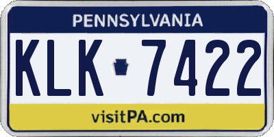 PA license plate KLK7422