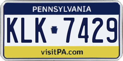 PA license plate KLK7429