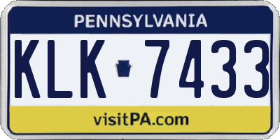 PA license plate KLK7433