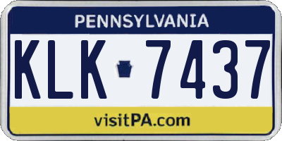 PA license plate KLK7437