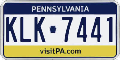 PA license plate KLK7441