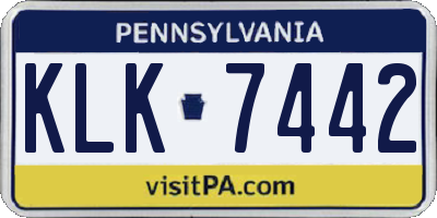 PA license plate KLK7442