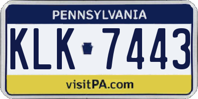PA license plate KLK7443