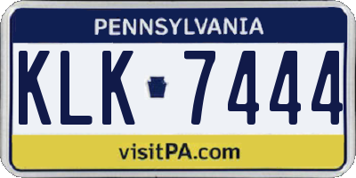 PA license plate KLK7444