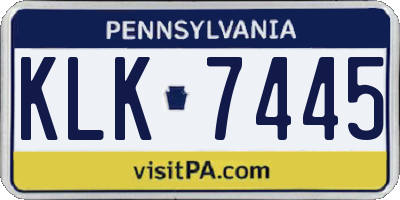 PA license plate KLK7445