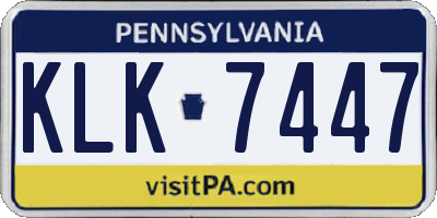 PA license plate KLK7447