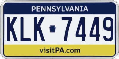 PA license plate KLK7449