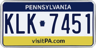 PA license plate KLK7451