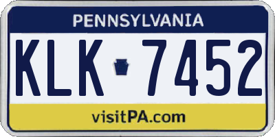 PA license plate KLK7452