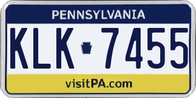 PA license plate KLK7455