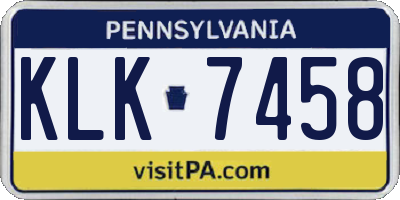 PA license plate KLK7458