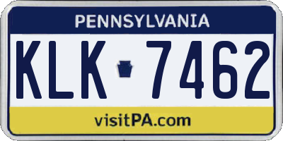 PA license plate KLK7462
