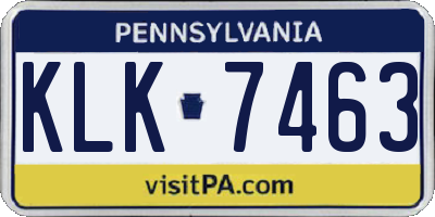 PA license plate KLK7463