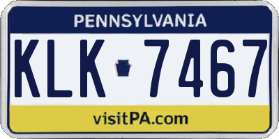 PA license plate KLK7467
