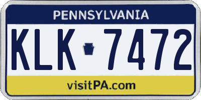 PA license plate KLK7472