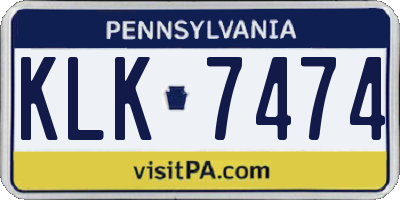 PA license plate KLK7474