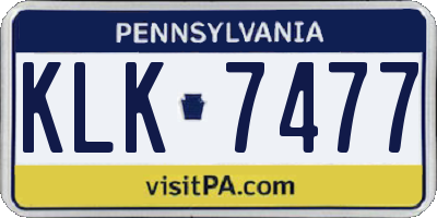 PA license plate KLK7477
