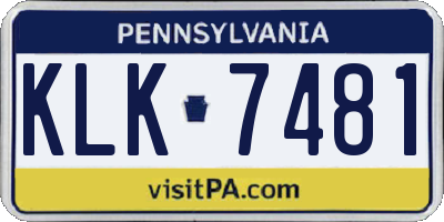 PA license plate KLK7481