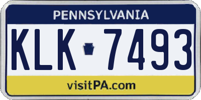 PA license plate KLK7493