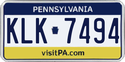 PA license plate KLK7494