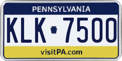 PA license plate KLK7500